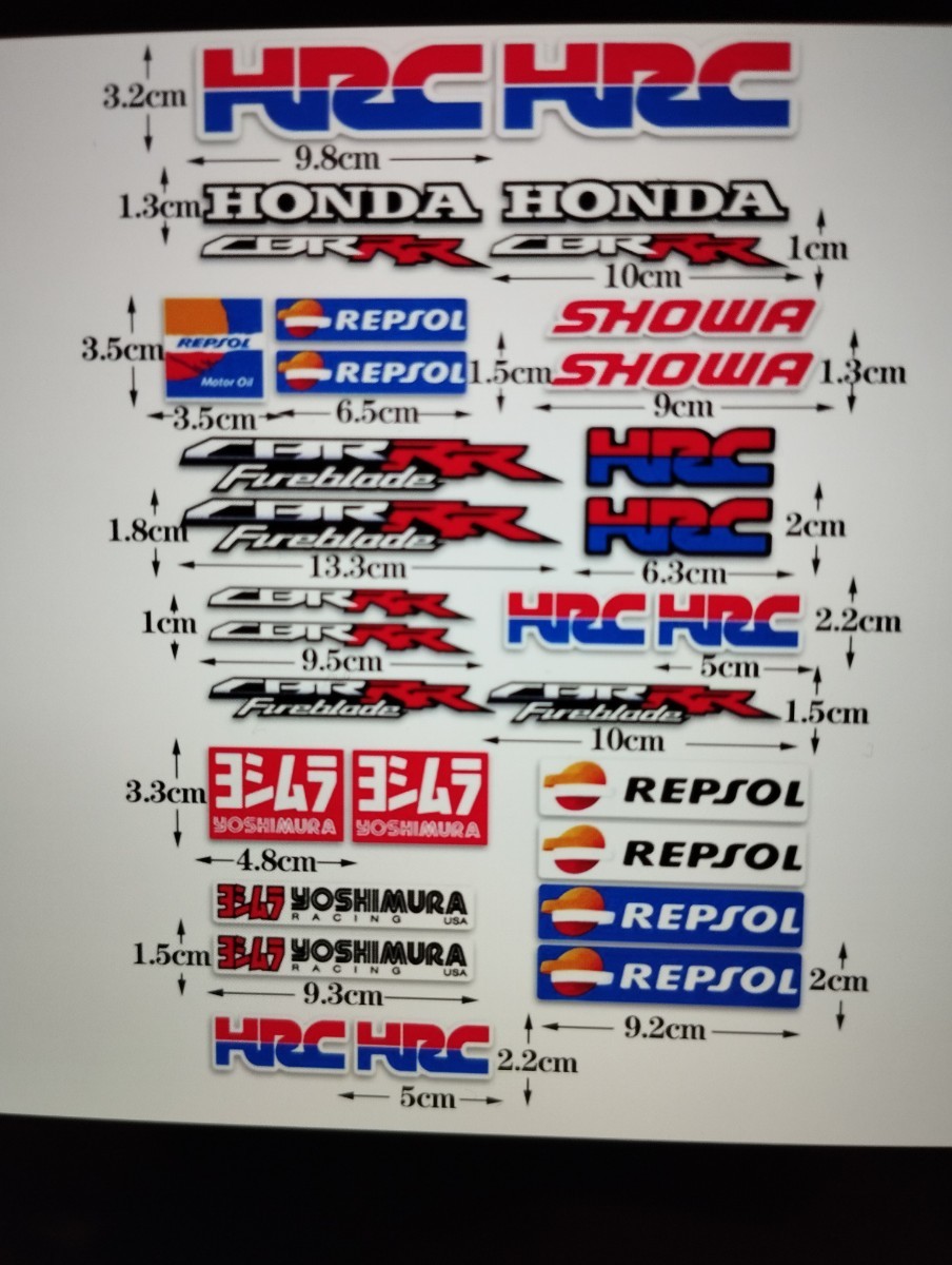 HRCステッカー　約30枚セット（1シート分）バイクステッカー　ホンダステッカー　HONDAステッカー　repsor 　防水　ヘルメット　　_画像2