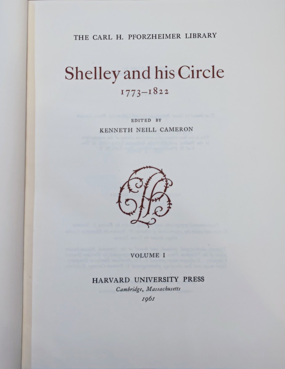 a0216-6 Shelley and his Circle 1773-1822 シェリー 英米文学 詩 ロマン派 洋書 文芸評論 HARVARD UNIVERSITY PRESS 大判の画像2