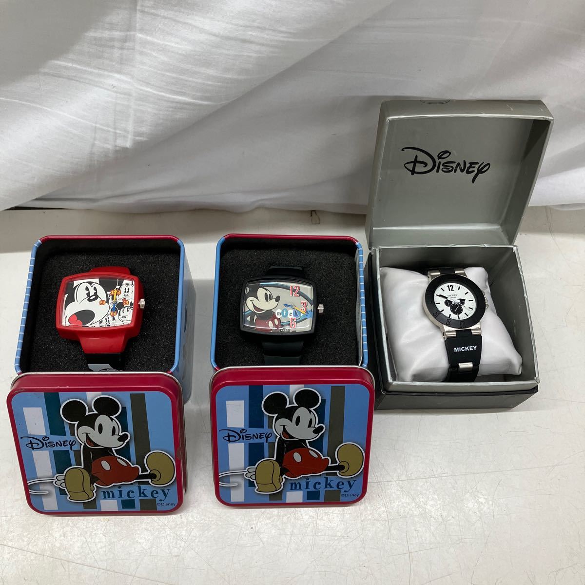 64①●60211-⑦ ミッキーマウス ディズニー 腕時計 時計 MK-20 Classic Mickey Collection ジャンク品 3個 まとめ売り_画像1