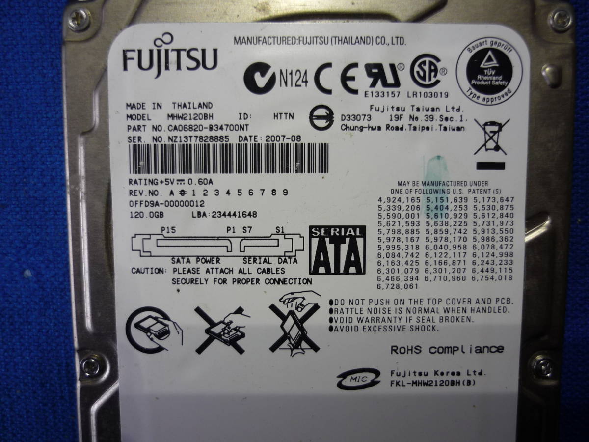 2.5 -inch built-in HDD (SATA) 120GBX4 #FUJITSUX2/WD/HITACHI# total 4 pcs. set normal / present condition goods 