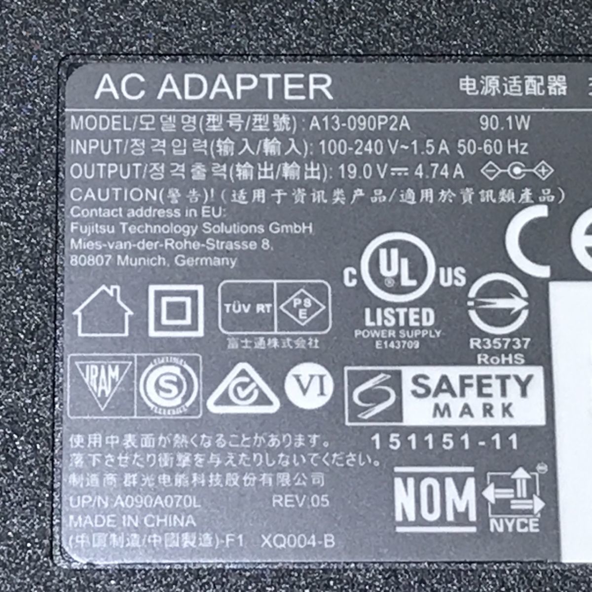 ACアダプタ FUJITSU 19V 4.74A A13-090P2A DCアダプタ [C1070]_画像2