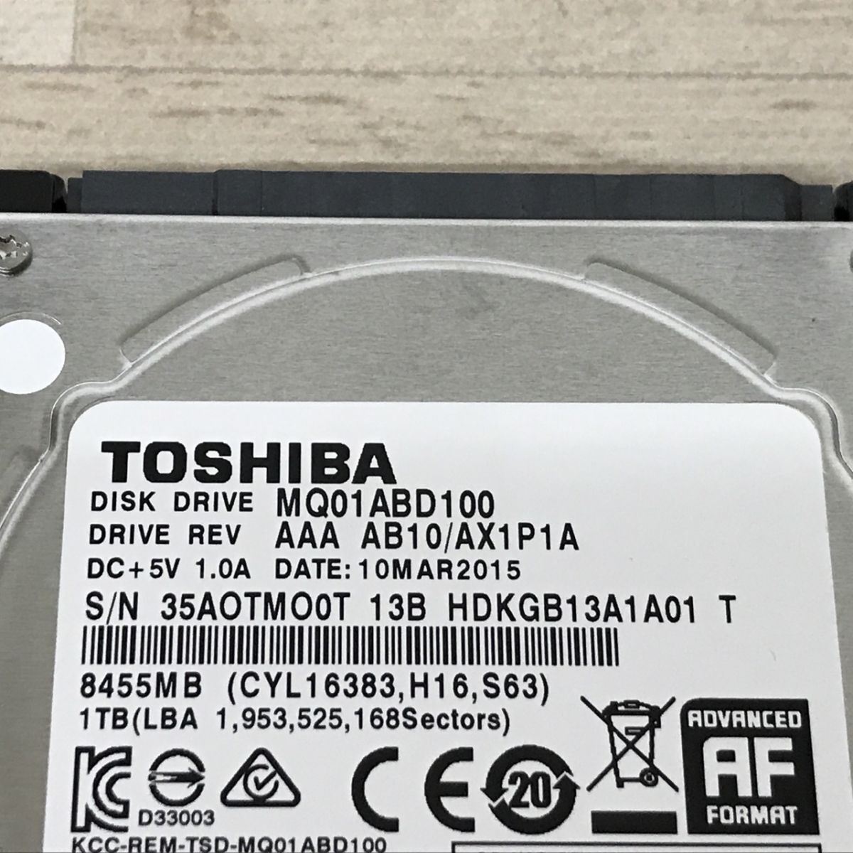 送料185円 1TB TOSHIBA MQ01ABD100 ハードディスク[C1872]_画像2