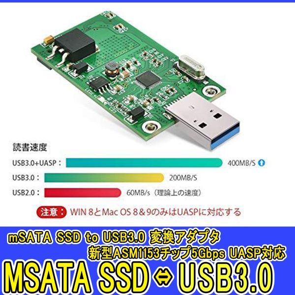 新品良品即決 送料無料 mSATA SSD to USB3 0 変換アダプタ