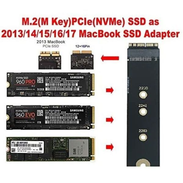 新品良品即決■送料無料 MacBook Air Pro用M.2 NVME SSD変換アダプター（2013-2017）A1465 A1466 A1419 A1398 A1502 用_画像1
