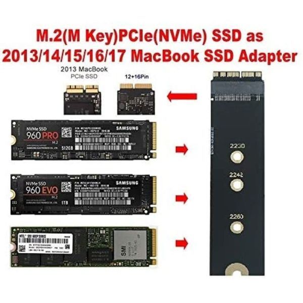 新品良品即決■ MacBook Air Pro用M.2 NVME SSD変換アダプター（2013-2017）A1465 A1466 A1419 A1398 A1502_画像1