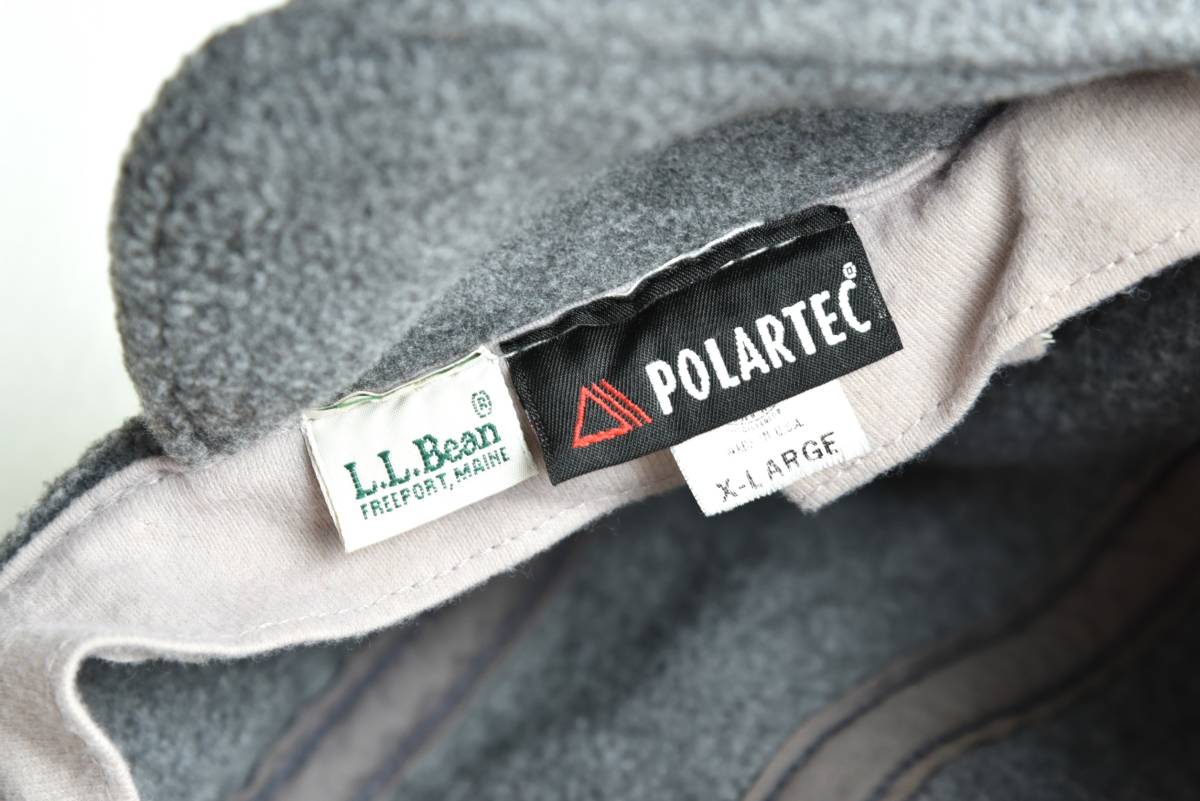 レア！ 80s 90s USA製 L.L.Bean 筆記体 刺しゅう イヤーフラップ POLARTEC フリース 5パネル キャップ ヴィンテージ アウトドア キャンプ