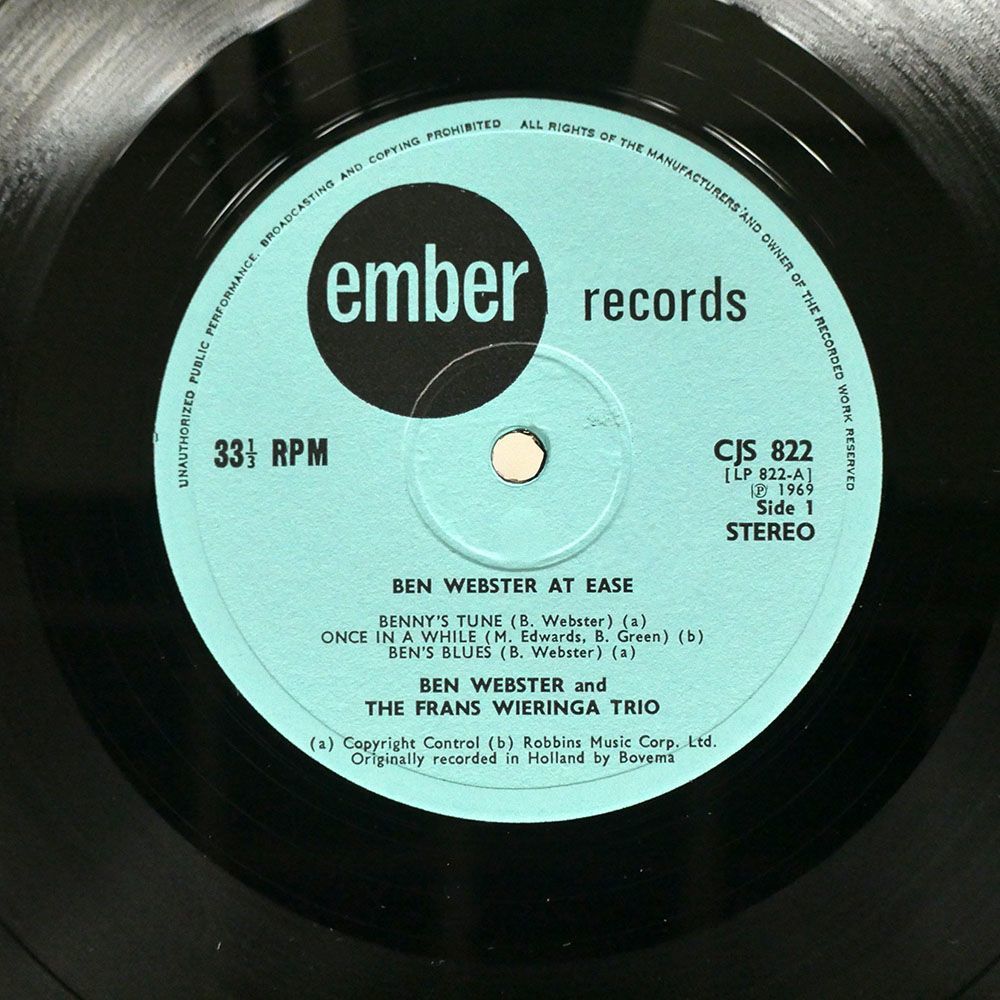 英 BEN WEBSTER/AT EASE/EMBER CJS822 LP_画像2