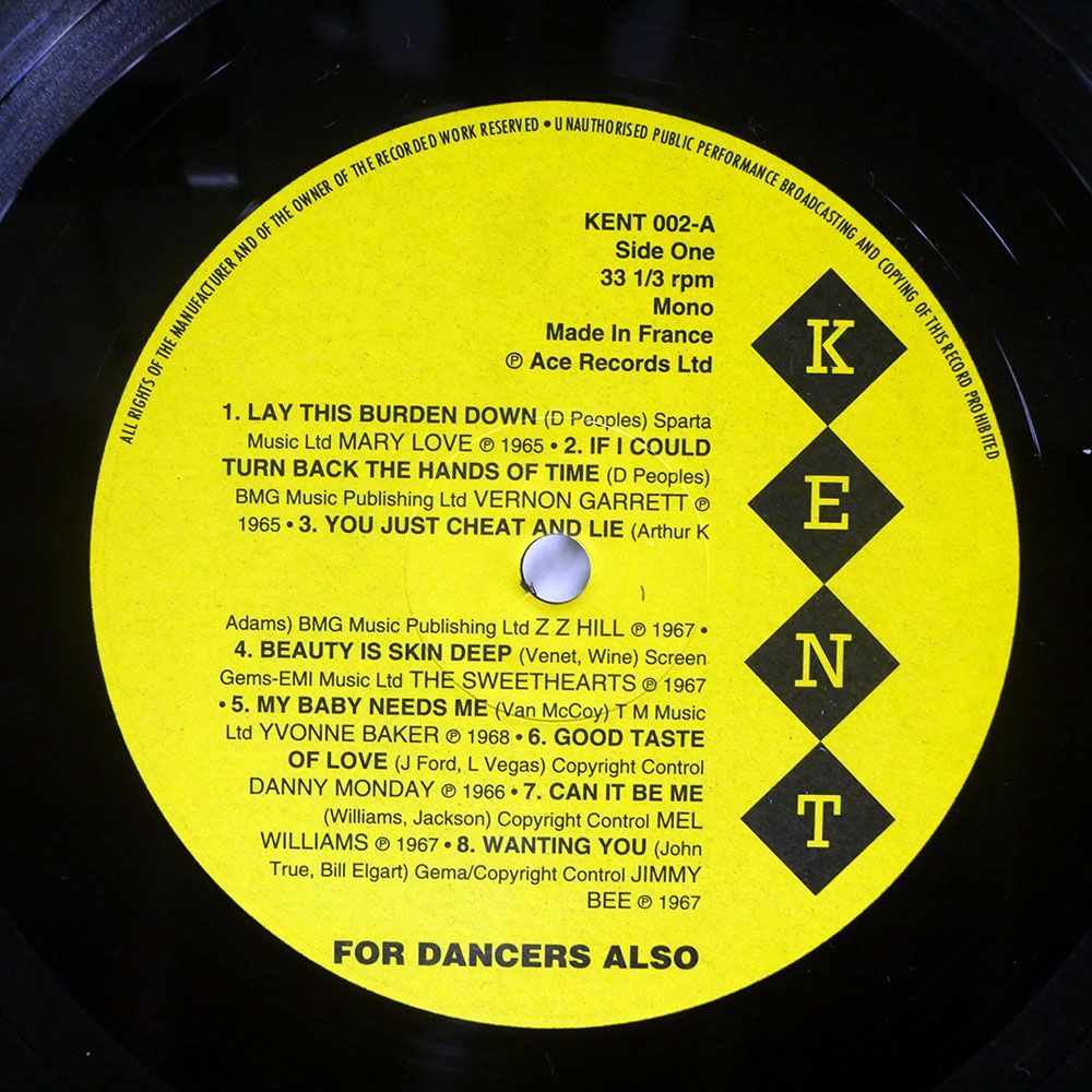 仏 VA/FOR DANCERS ALSO/KENT KENT002 LP_画像2