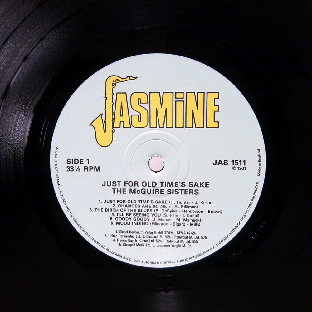 英 MCGUIRE SISTERS/JUST FOR OLD TIMES’ SAKE/JASMINE JAS1511 LP_画像2
