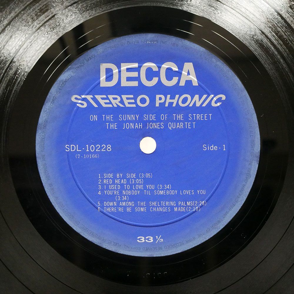 ペラ ジョナ・ジョーンズ・クァルテット/サニー・サイド/DECCA SDL10228 LP_画像2