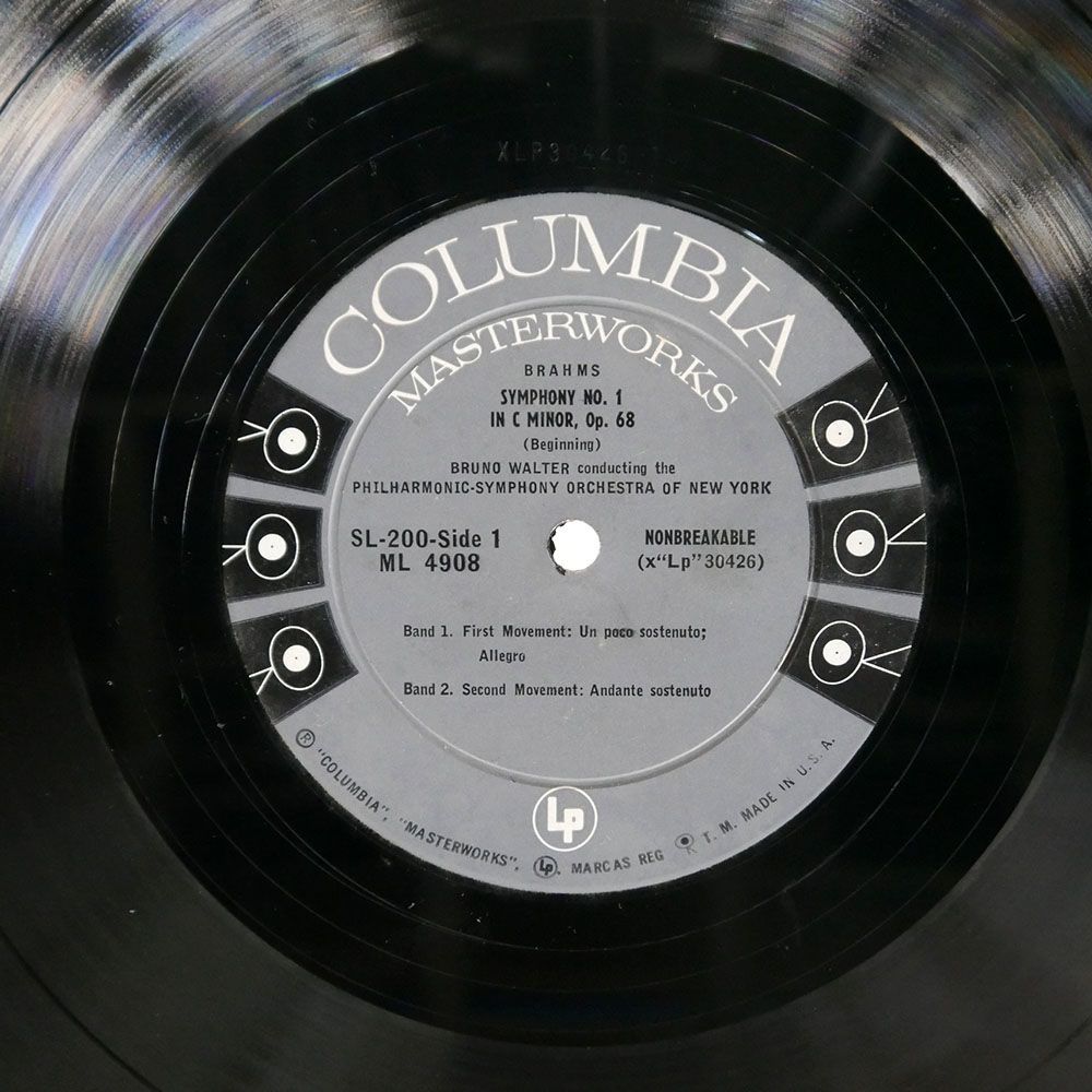 米 ブルーノ・ワルター/ブラームス 交響曲全集/COLUMBIA MASTERWORKS ML4908 LP_画像3