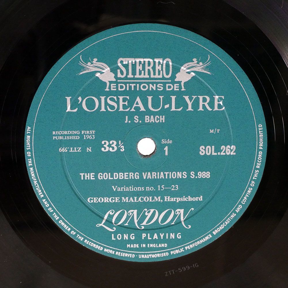 英 GEORGE MALCOLM/GOLDBERG VARIATIONS RECORD 2/L’OISEAU-LYRE SOL262 LP_画像2