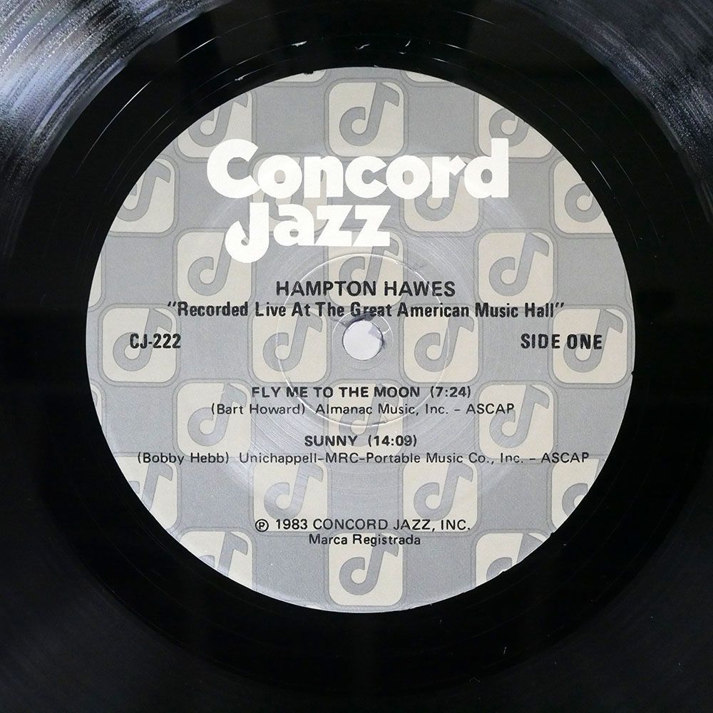 米 HAMPTON HAWES/RECORDED LIVE AT THE GREAT AMERICAN MUSIC HALL/CONCORD JAZZ CJ222 LP_画像2