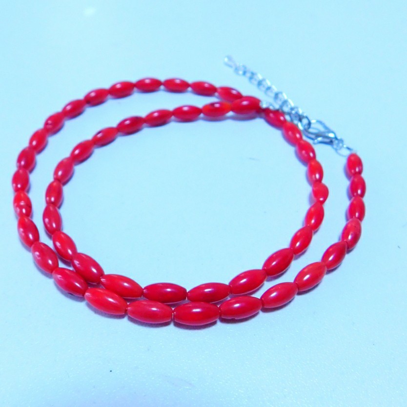  natural red coral oval cut necklace 