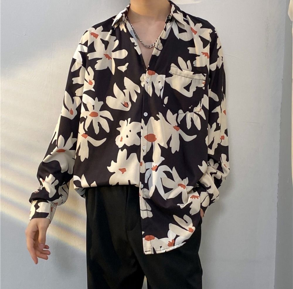 シャツ 長袖 レトロ 花柄 香港風 黒 XL フラワー メンズ|Yahoo シャツ 長袖 レトロ 花柄 香港風 黒 XL フラワー メンズ|Yahoo