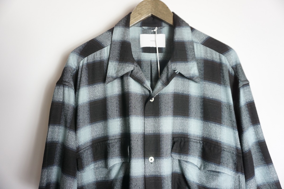 美品 23SS SUGARHILL シュガーヒル OMBRE PLAID LOOSE HALF SLEEVE BLOUSE 半袖 オンブレ チェック シャツ 23SSSH06 青黒 0本物 221O▲_画像3