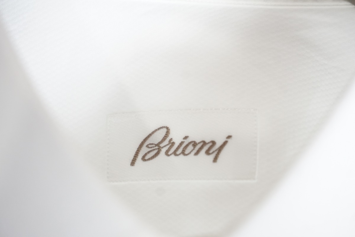 美品 正規 BRIONI ブリオーニ コットン フォーマル シャツ ドレス Yシャツ 長袖 ホワイト 43白 本物1226N▲_画像5