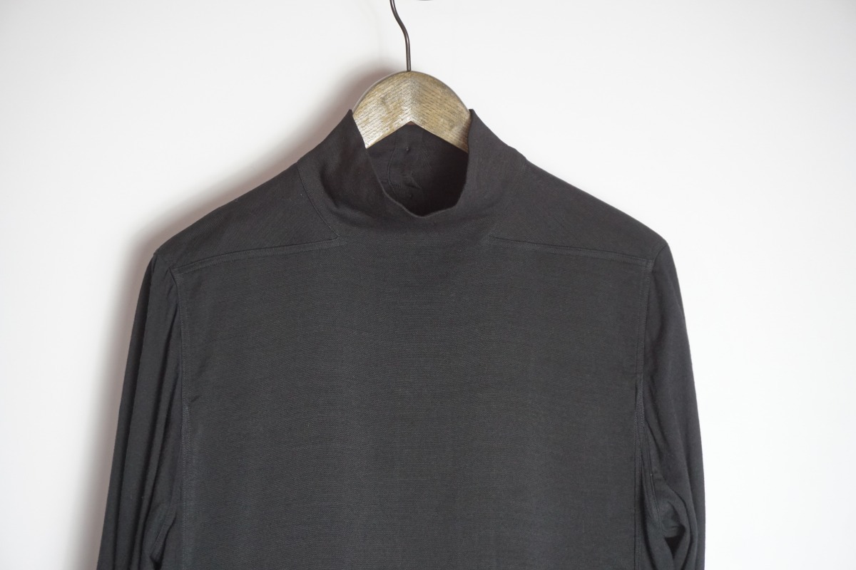 美品正規 15AW RICK OWENS リックオウエンス ウール シルク ハイネック 長袖 Tシャツ カットソー ワンピース RU15F7276-OR 黒L本物1226N▲_画像3