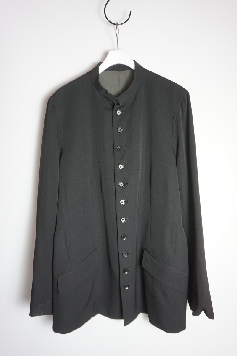 新品 15SS Yohji Yamamoto POUR HOMME ヨウジヤマモト ウール ギャバ リバーシブル スタンドカラー ジャケット HU-J18-100黒4本物1226N▲_画像1