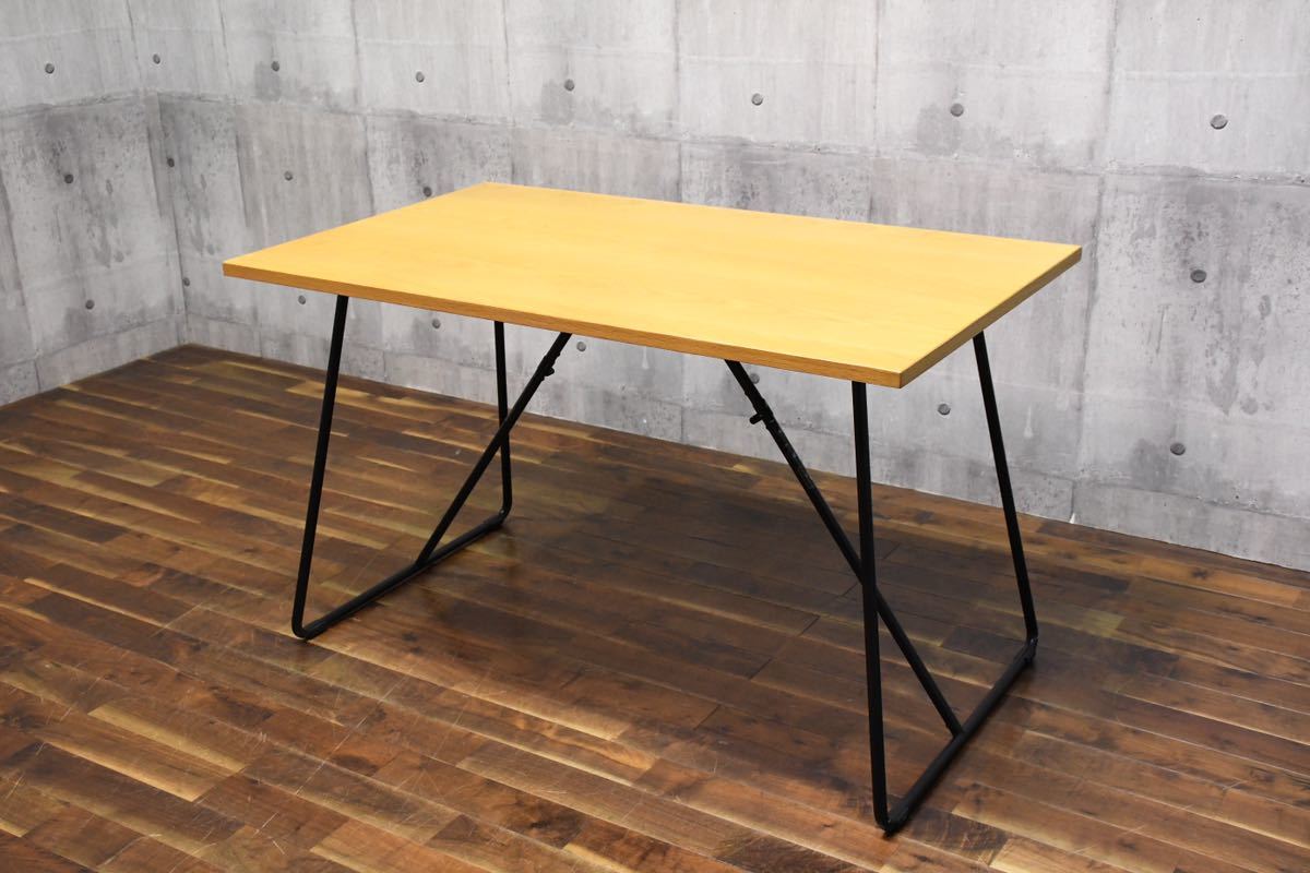 DBC8 美品 MUJI 無印良品 折りたたみテーブル 幅120cm オーク材 フォールディングテーブル ダイニングテーブル 作業台 ワークテーブル