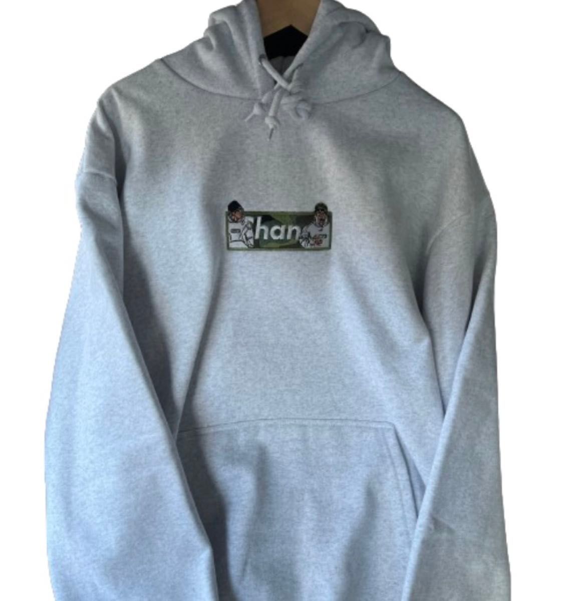 CHANGE FROM APE TO HUMAN BOXLOGO Hooded Sweatshirt(Grey CHANGE FROM APE TO HUMAN BOXLOGO Hooded Sweatshirt(Grey