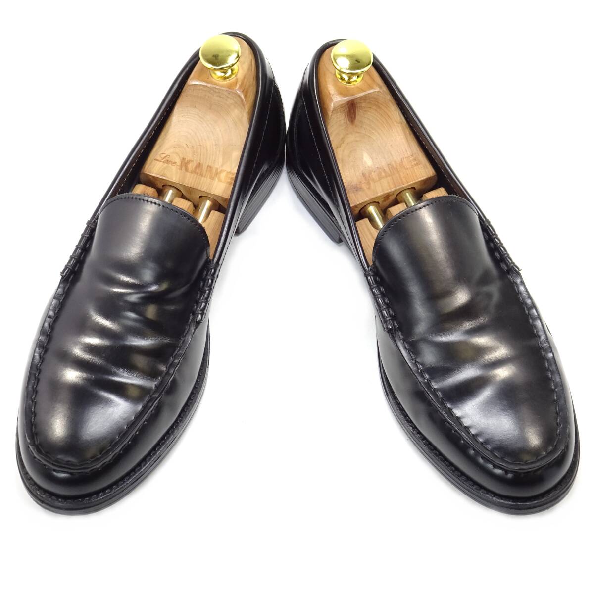 即決 GIANCARLO MORELLI EUR 40 ローファー ジャンカルロ・モレリ 黒 ブラック 本革 ビジネス 本皮 ヴァンプ モカシン スリッポン 紳士靴