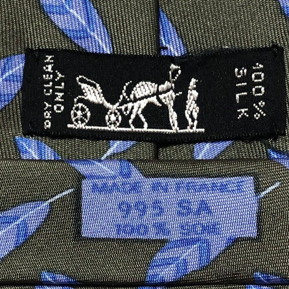 HERMES エルメス ネクタイ 鳥の羽根 総柄 シルク100% フランス製 HERMES エルメス ネクタイ 鳥の羽根 総柄 シルク100% フランス製