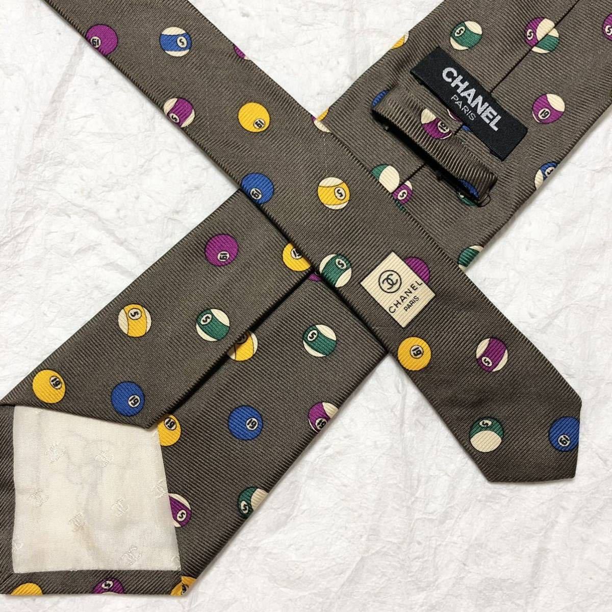 CHANEL シャネル ネクタイ ビリヤードボール 総柄 シルク100