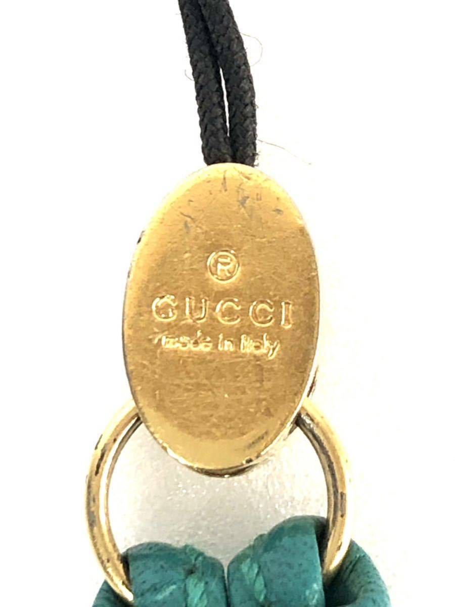 GUCCI Gucci bamboo кисточка ремешок очарование кожа Италия производства изумруд зеленый Gold металлические принадлежности 