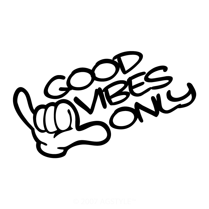 ゆうパケット送料無料 GOOD VIBES ONLY ハングルース オリジナル カッティング ステッカー Hangloose いい感じ 遊び 楽しい 音楽 ダンス