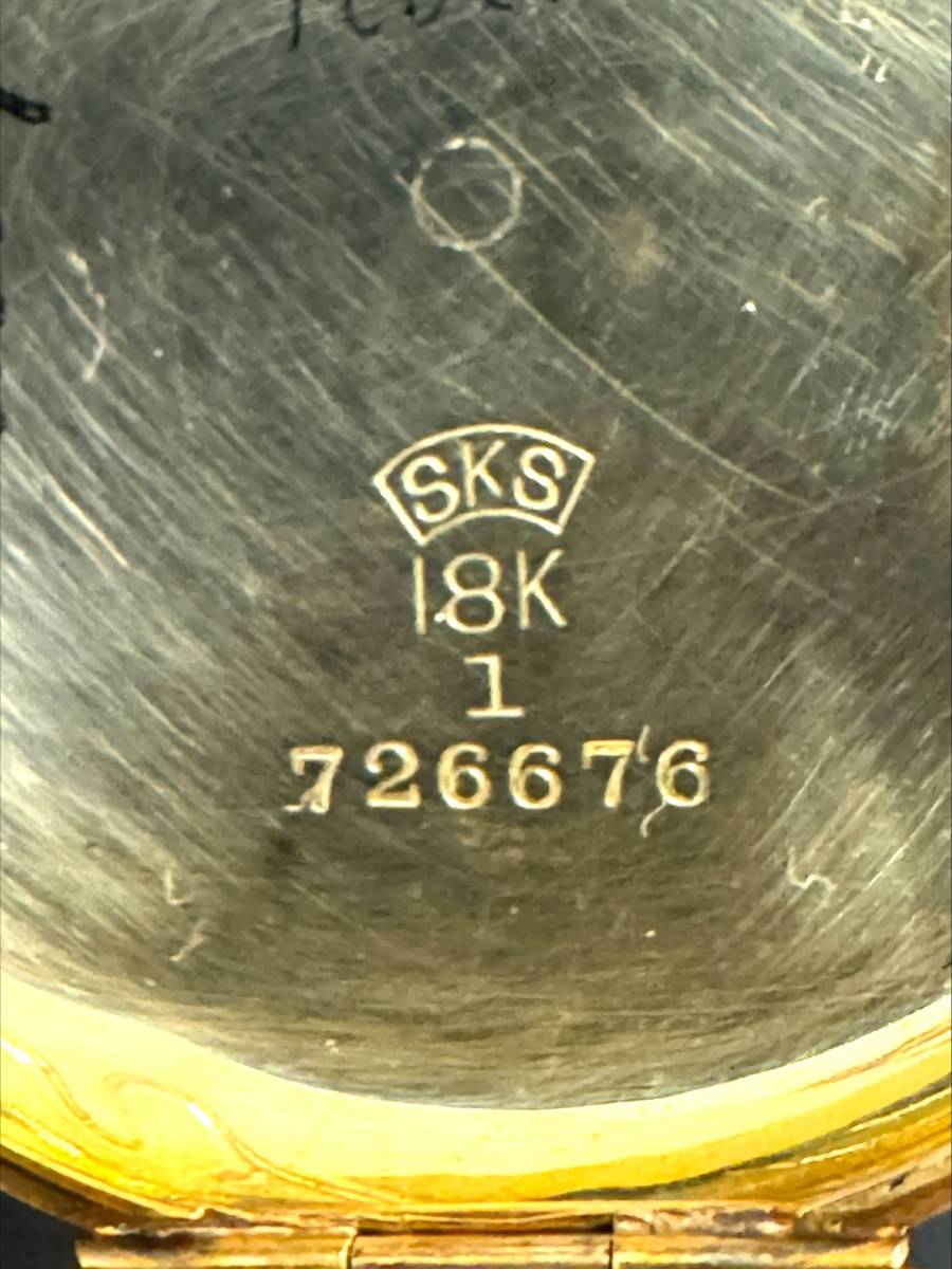 B#5832 【懐中時計】Waltham 18K 18K刻印 ウォルサム 手巻き 白文字盤 稼働品 59g_画像8