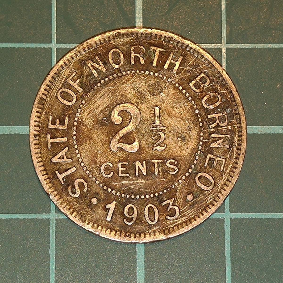 【1円スタート】イギリス領　北ボルネオ　2 1/2セント硬貨　1903年_画像1