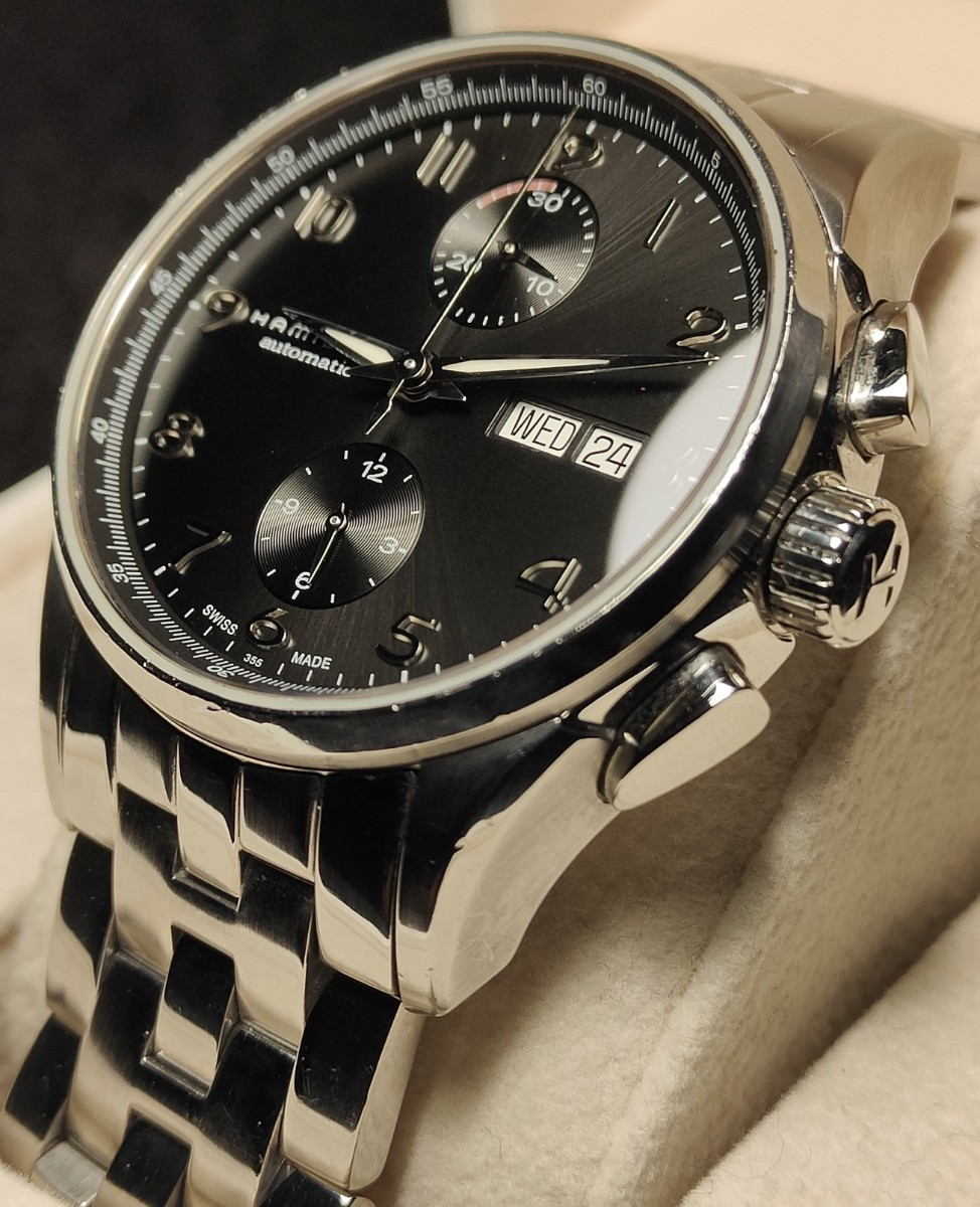 送料無料 2022年購入 Hamilton Jazzmaster Maestro Auto Chrono ハミルトン ジャズマスター マエストロ クロノグラフ カーキ khaki