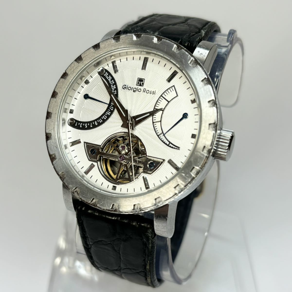 ジョルジオロッシ 自動巻 可動品 パワーリザーブ 日付 裏スケ GR5002 メンズ 腕時計_画像2