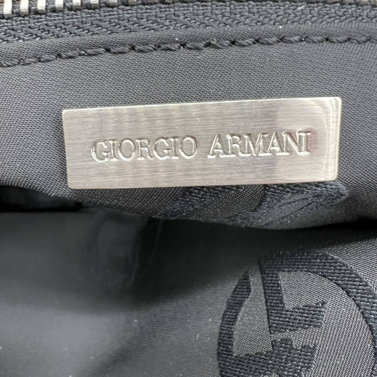 【極美品】GIORGIO ARMANI ジョルジオアルマーニ ハンドバッグ トートバッグ レザー A4収納 ブラック 黒 メンズ ビジネス ロゴ_画像9