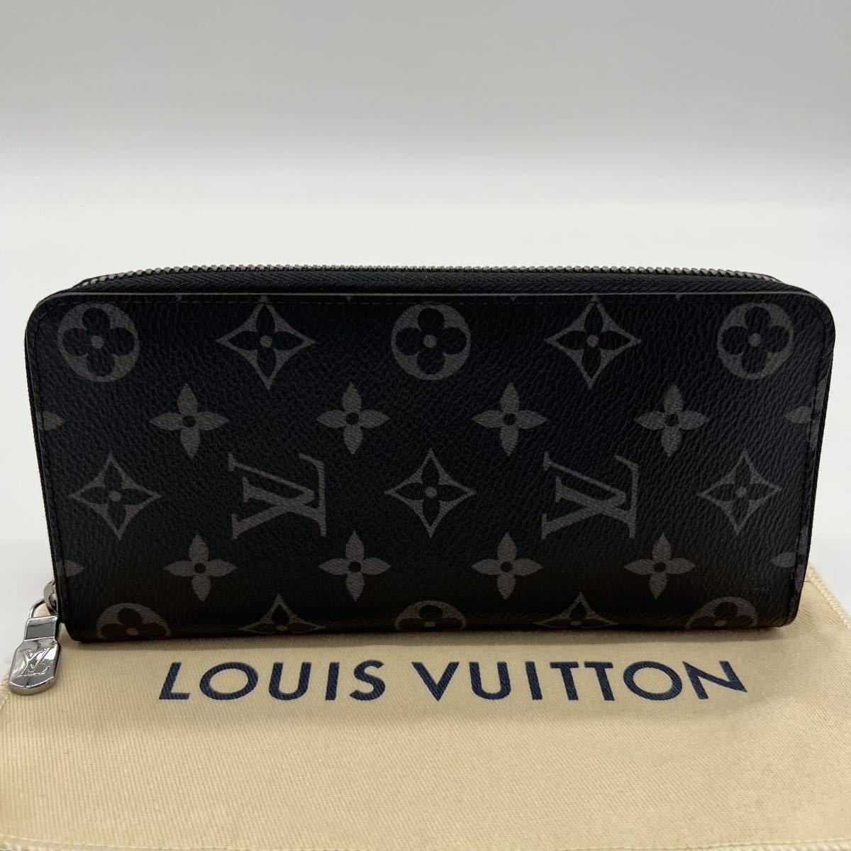 【現行 極美品 RFID】ルイヴィトン LOUIS VUITTON ヴェルティカル 長財布 ラウンド モノグラム エクリプス レザー メンズ ビジネス 黒_画像2