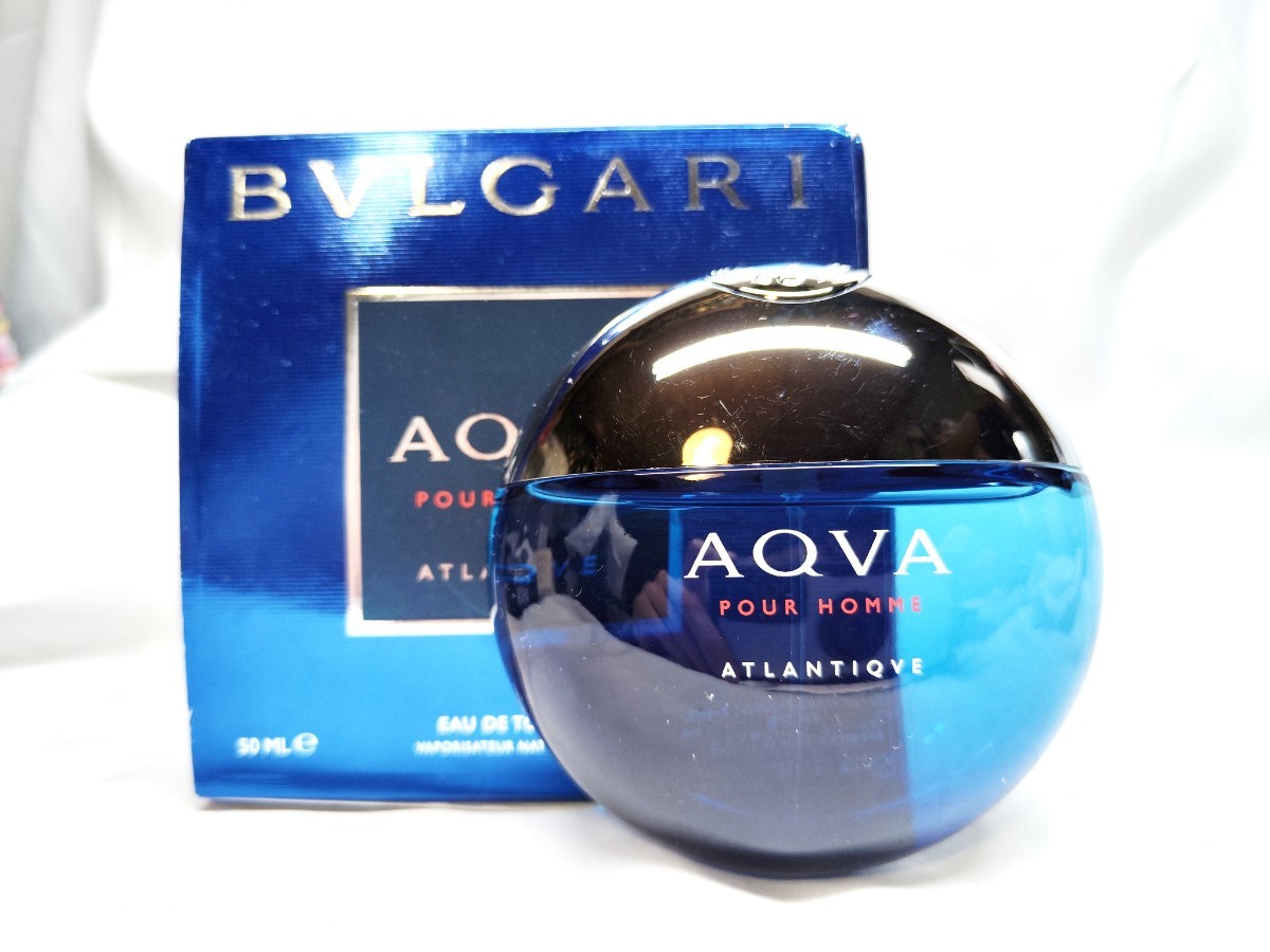 50ml【ほぼ未使用】【送料無料】BVLGARI ブルガリ AQVA アクア プールオム Atlantiqve アトランティック POUR HOMME オードトワレ_画像1