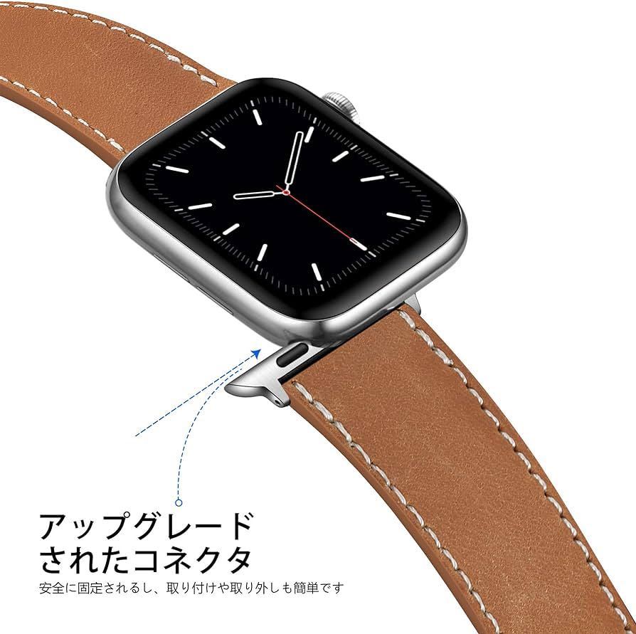 2309200☆ BRG コンパチブル Apple Watch バンドアップグレードバージョン 本革 （49/45/44/42mm ブラウン）_画像2
