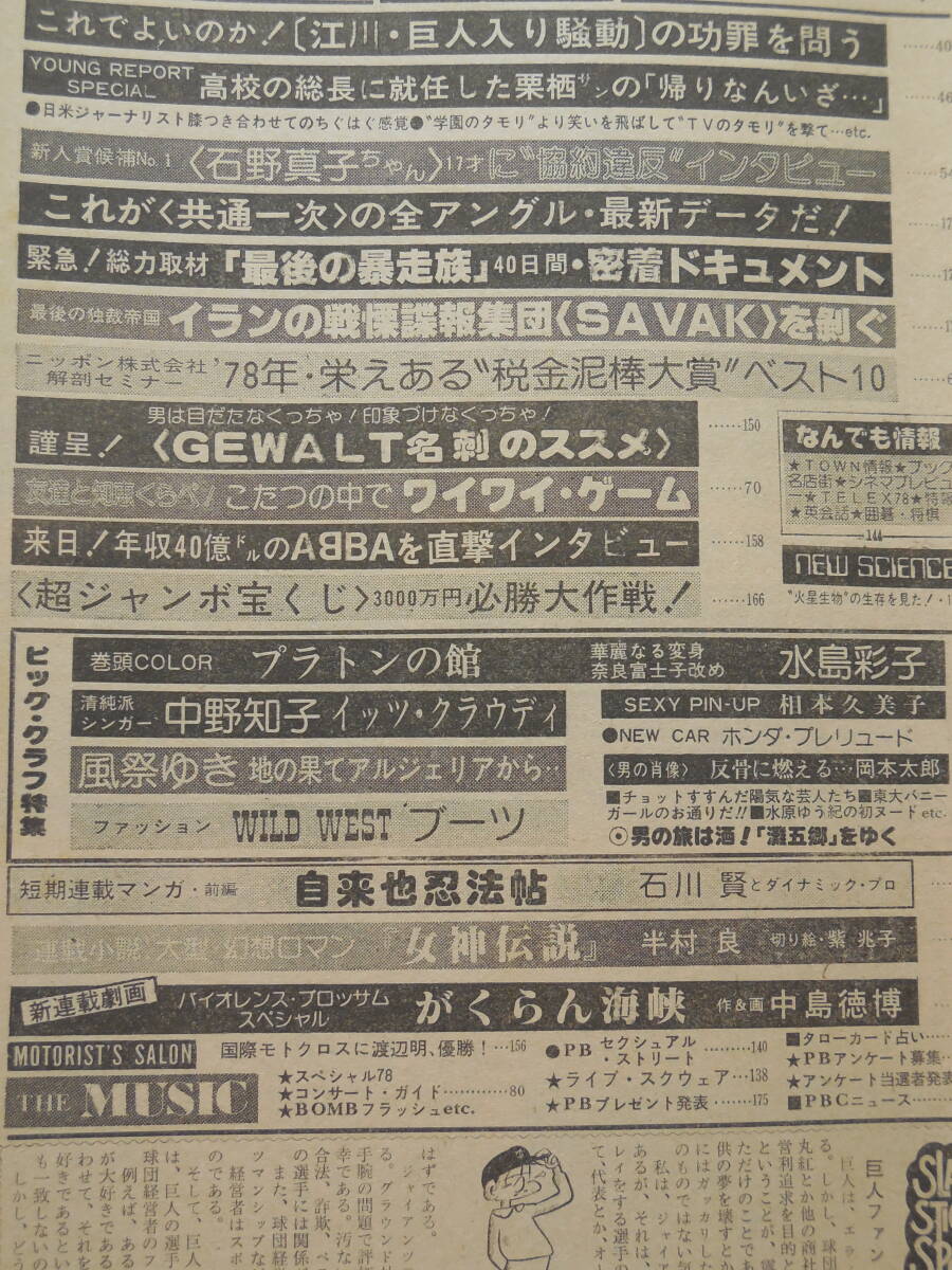 週刊プレイボーイ 昭和53年 no.50 泉じゅん/中野知子/石野真子/水島彩子/漫画:石川賢/東大バニーガール,駒場祭/他の画像8