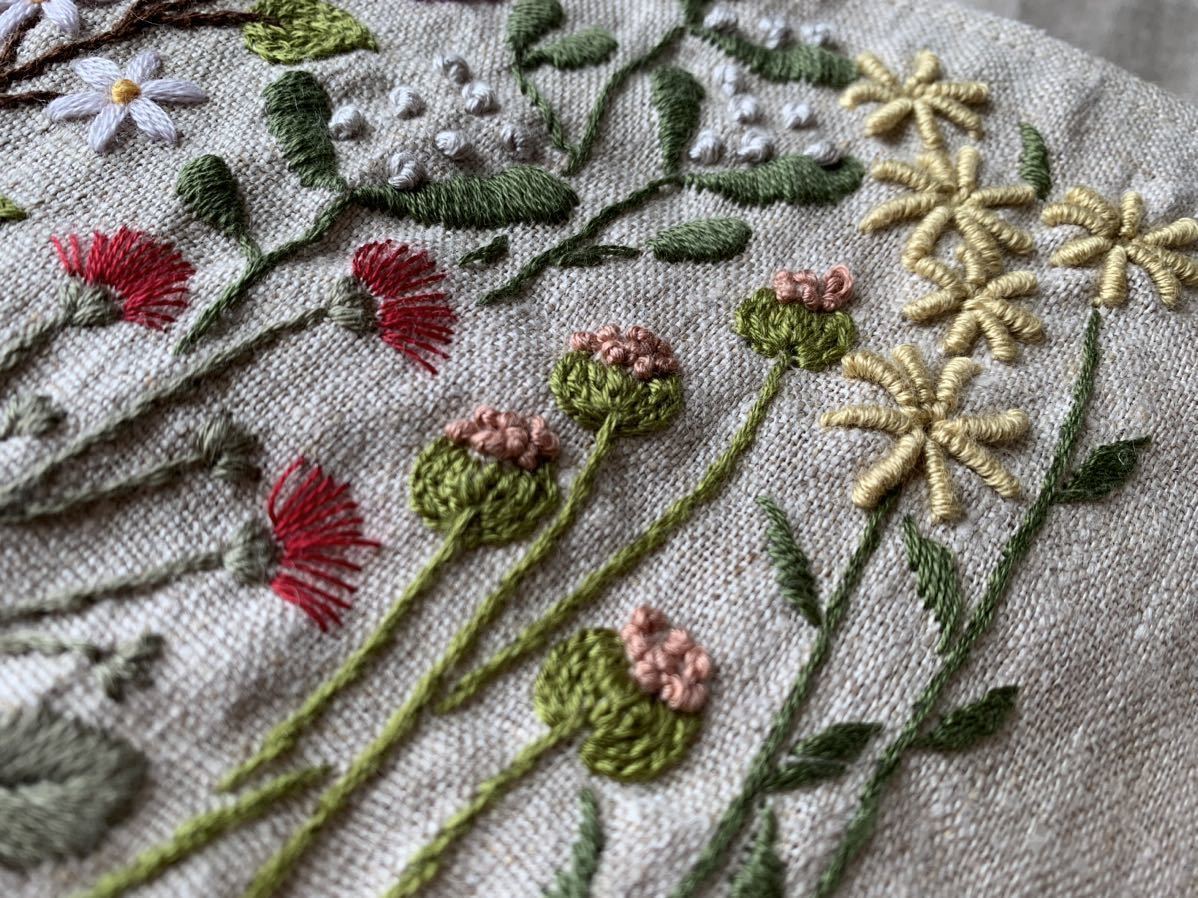 ★ハンドメイド・リネン・ショルダーバッグ・お花刺繍_画像4