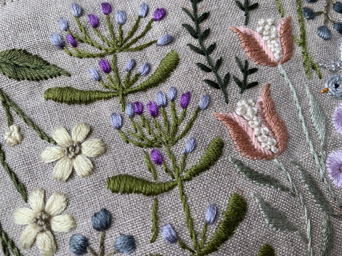 ★ハンドメイド・リネン・ショルダーバッグ・お花刺繍_画像6