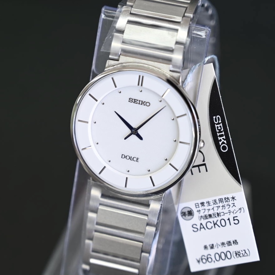 特価 新品★SEIKO セイコー 正規保証付き DOLCE ドルチェ SACK015 薄型 2針 年差クオーツ 白文字盤 メンズ腕時計 日本製★プレゼントに_値札価格は現在の定価と異なります