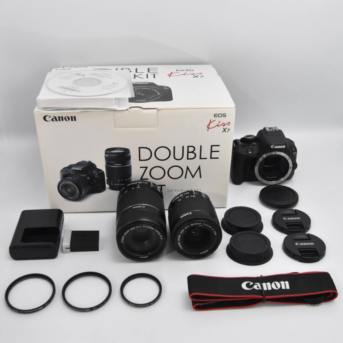 #B1845 Canon デジタル一眼レフカメラ EOS Kiss X7 ダブルズームキット EF-S18-55ｍｍ/EF-S55-250ｍｍ付属 KISSX7-WKIT