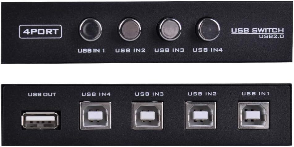 ES-Tune USB 2.0切替器 USB切替器 手動 2.0対応 PC4台用 4入力1出力 4ポート切替器 プリンタなどを共有_画像3