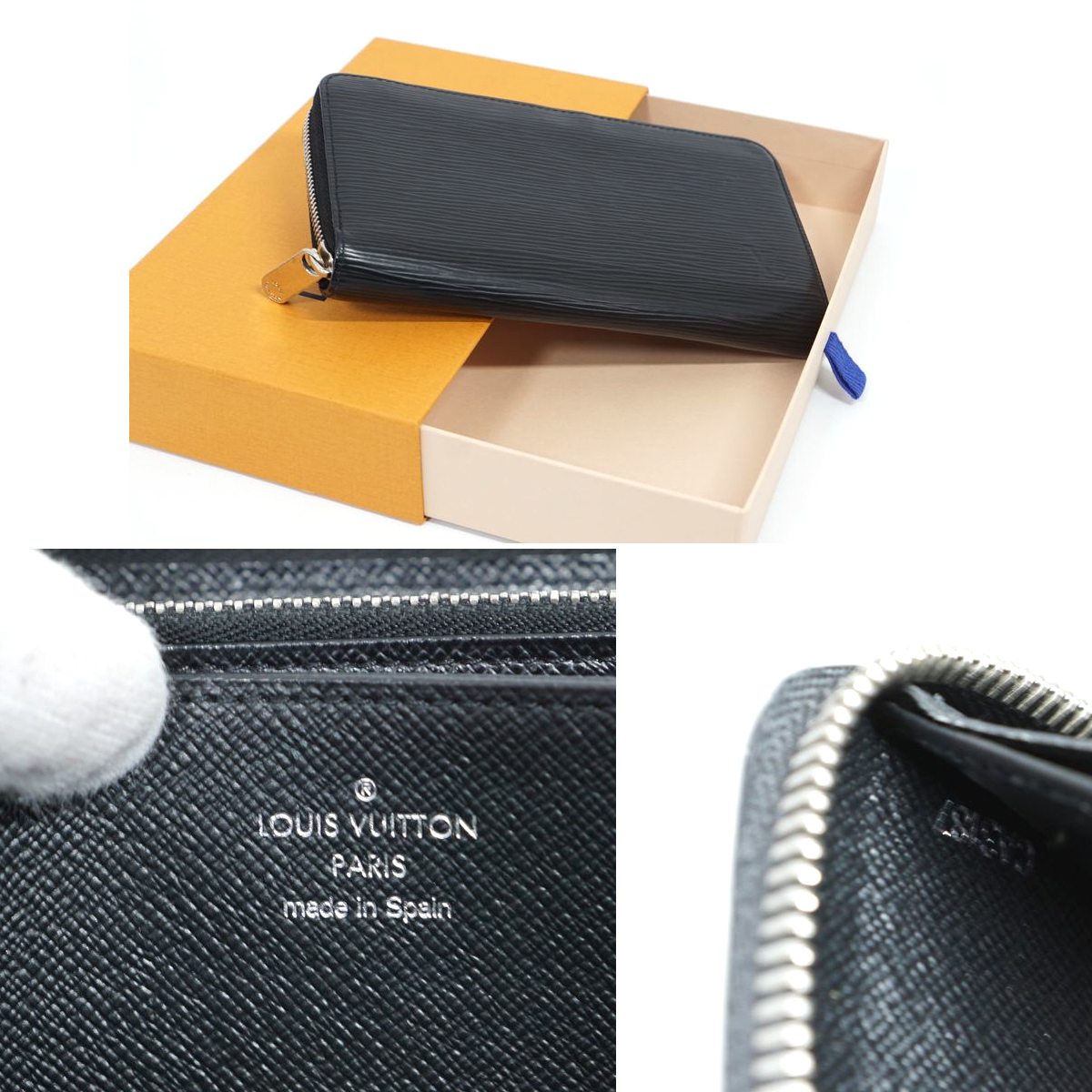 【良好品】Louis Vuitton エピ ジッピーウォレット 長財布 ノワール 黒 ブラック 小銭入れ 札入れ EPI WALLET メンズ レディース M61857_画像10