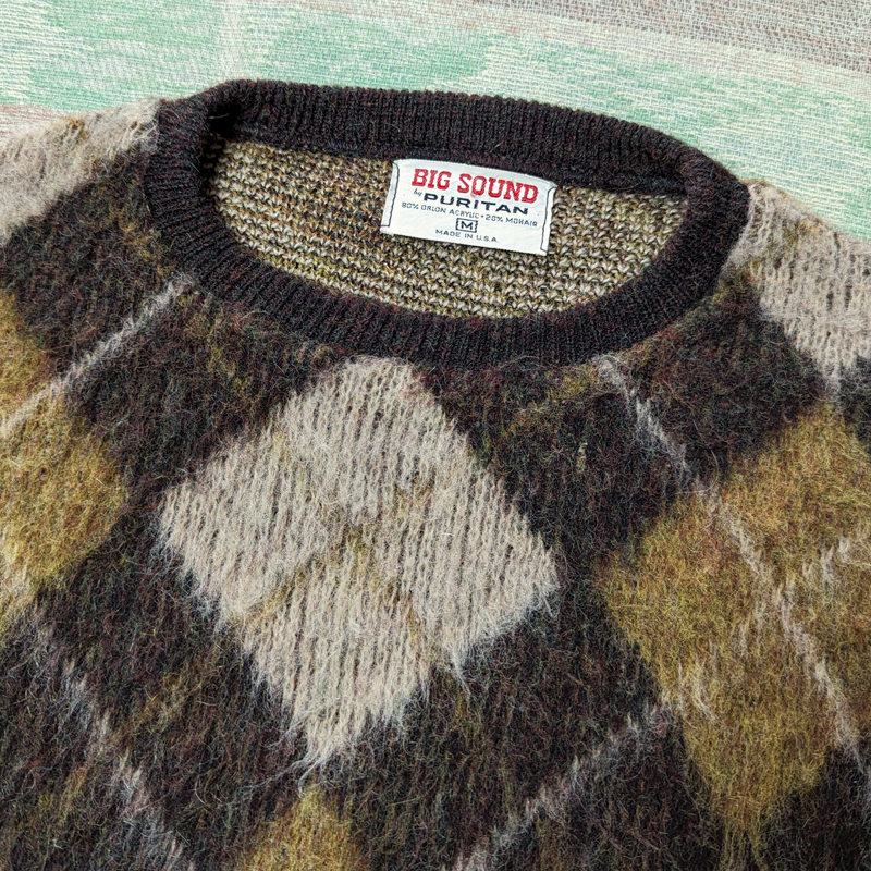 アーガイル柄 【BIG SOUND PURITAN】 60s Mohair Sweater/ 60年代 モヘア ニット セーター ピューリタン アメリカ製 ビンテージ 50s70s_画像4