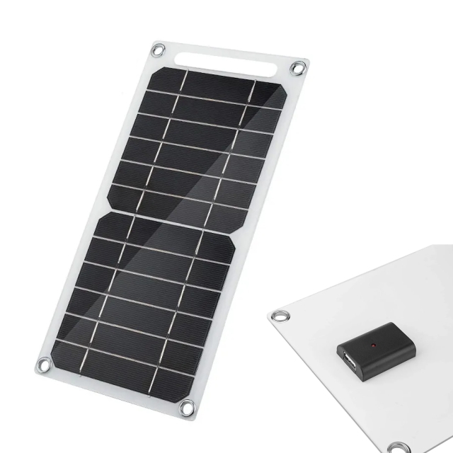 PFM 太陽光でスマホ充電ソーラーモバイルバッテリー 吊り下げフック穴付ソーラーパネル充電器ソーラーモバイルバッテリー 軽量パネル充電器_画像1