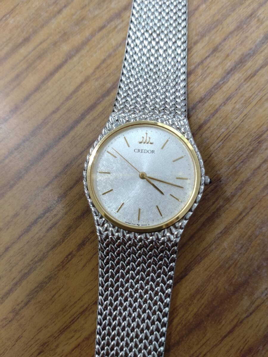 SEIKO セイコー 7771-6050 クレドール 18KTベゼル SS シルバー文字盤 クオーツ_画像3