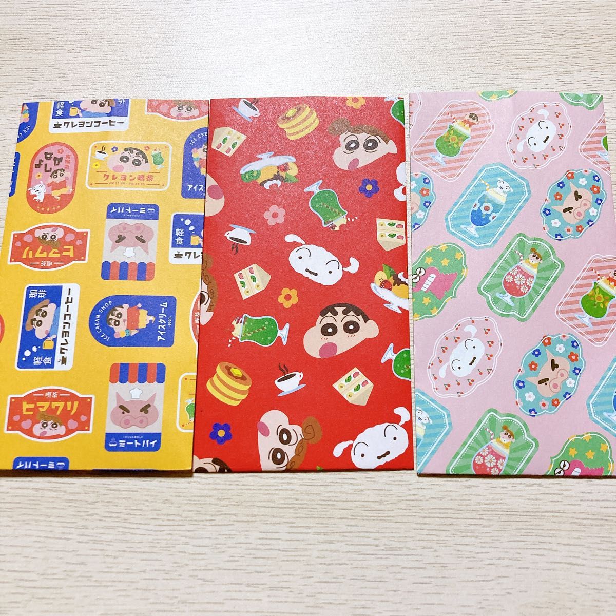 クレヨンしんちゃん　 ミニ封筒　ポチ袋　ラッピング袋　15枚セット　絵柄3種類