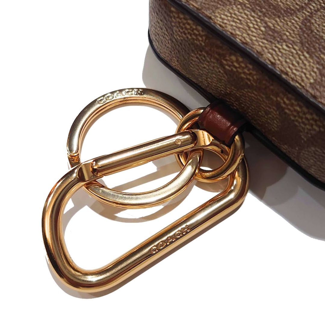 [ beautiful goods ]COACH Coach signature bag charm charm Mini pouch key ring key holder khaki C5698 [ free shipping ]